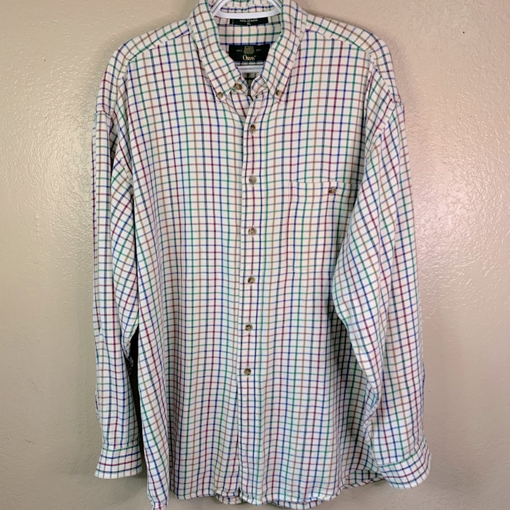 ORVIS Cotton Multi-Color Plaid Button Down Long Sleeve Shirt Size XL